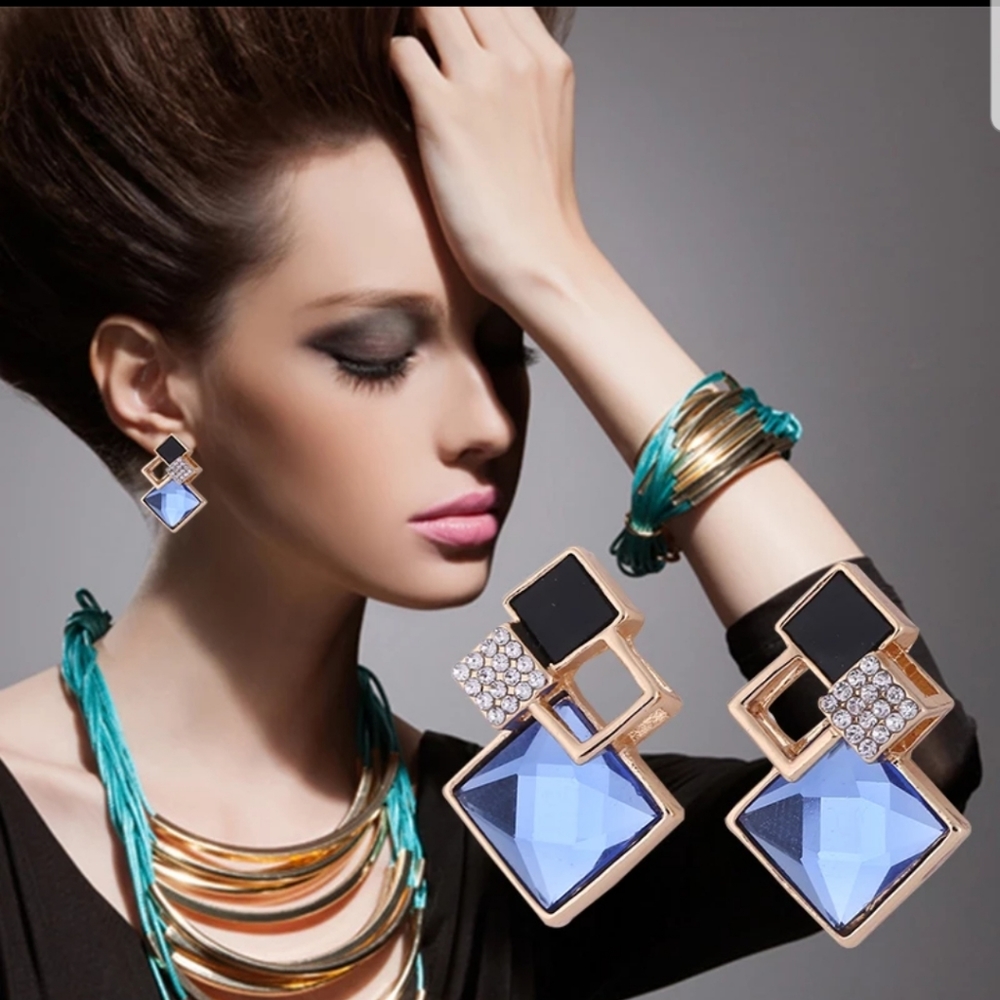 Crystal stud stone earrings for women